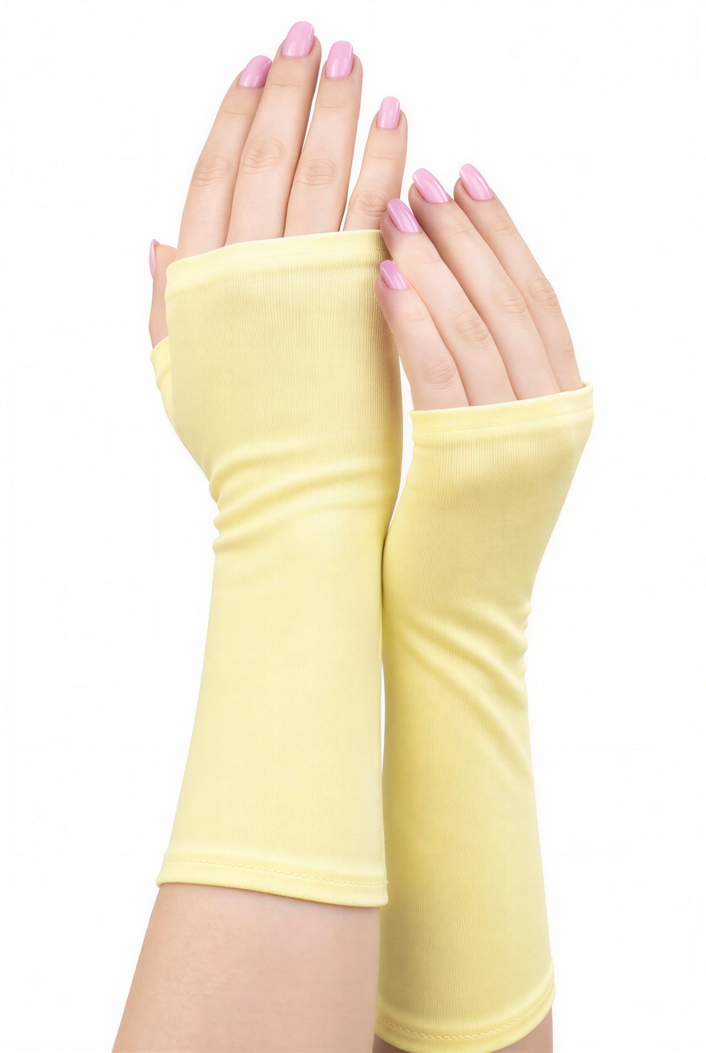 Mitaines en jersey doux, ULTRA CONFORTABLES #INDISPENSABLE, à motifs colorés, doublées (couleur de la doublure au choix), avec nœud.