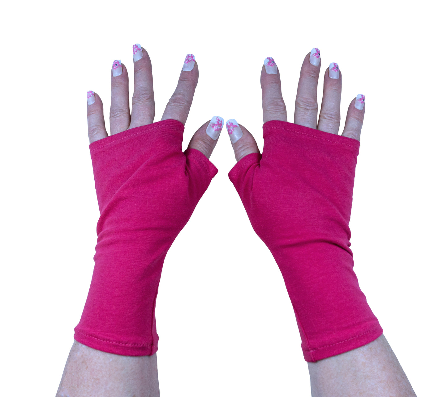 Mitaines en jersey doux, ULTRA CONFORTABLES #INDISPENSABLE, à motifs colorés, doublées (couleur de la doublure au choix), avec nœud.