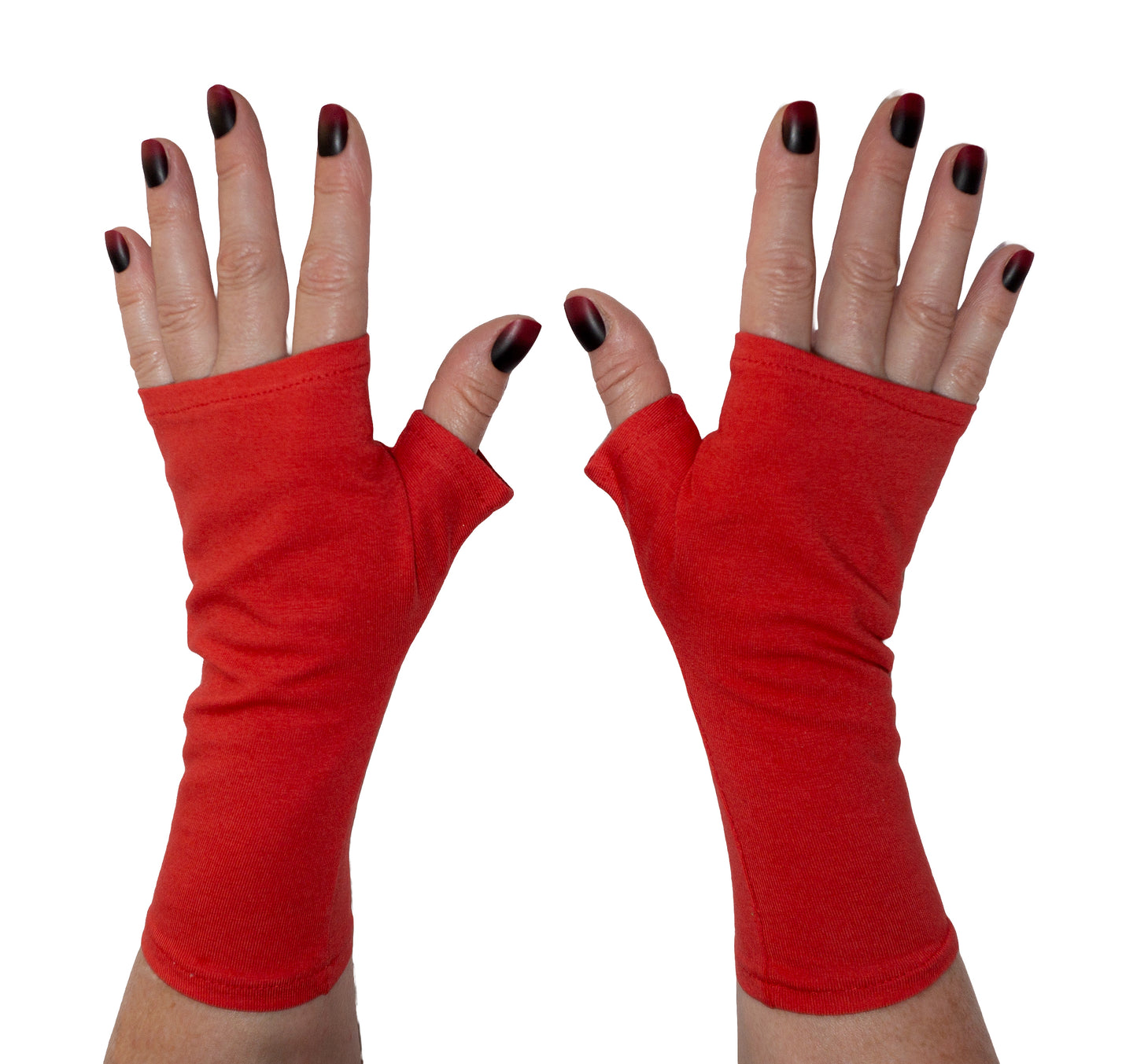 Mitaines en jersey doux, ULTRA CONFORTABLES #INDISPENSABLE, à motifs colorés, doublées (couleur de la doublure au choix), avec nœud.