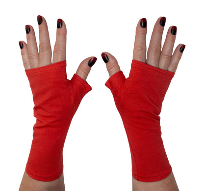 Mitaines en jersey doux, ULTRA CONFORTABLES #INDISPENSABLE, à motifs colorés, doublées (couleur de la doublure au choix), avec nœud.