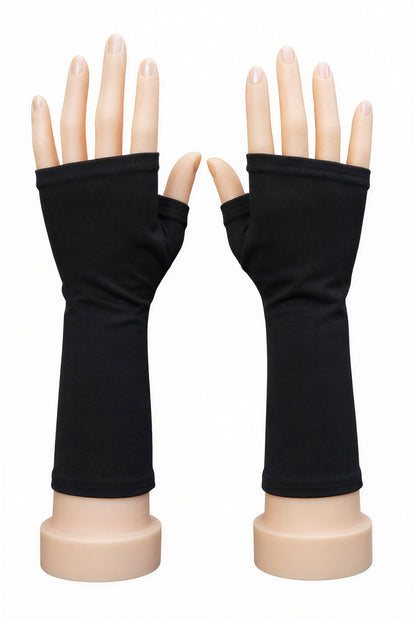 Mitaines en jersey doux, ULTRA CONFORTABLES #INDISPENSABLE, à motifs colorés, doublées (couleur de la doublure au choix), avec nœud.