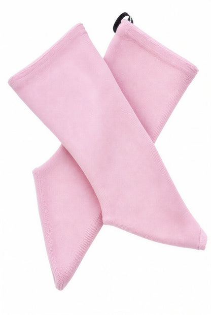 ein  paar Wichtel Nicki Stulpen in flatlay fotografiert, Farbe rosa
