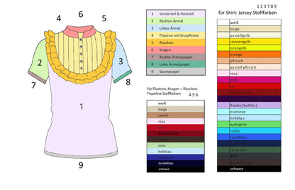 Plastron shirt ladies Tenshi jersey + cotton body olive black wine red sizes 34-46