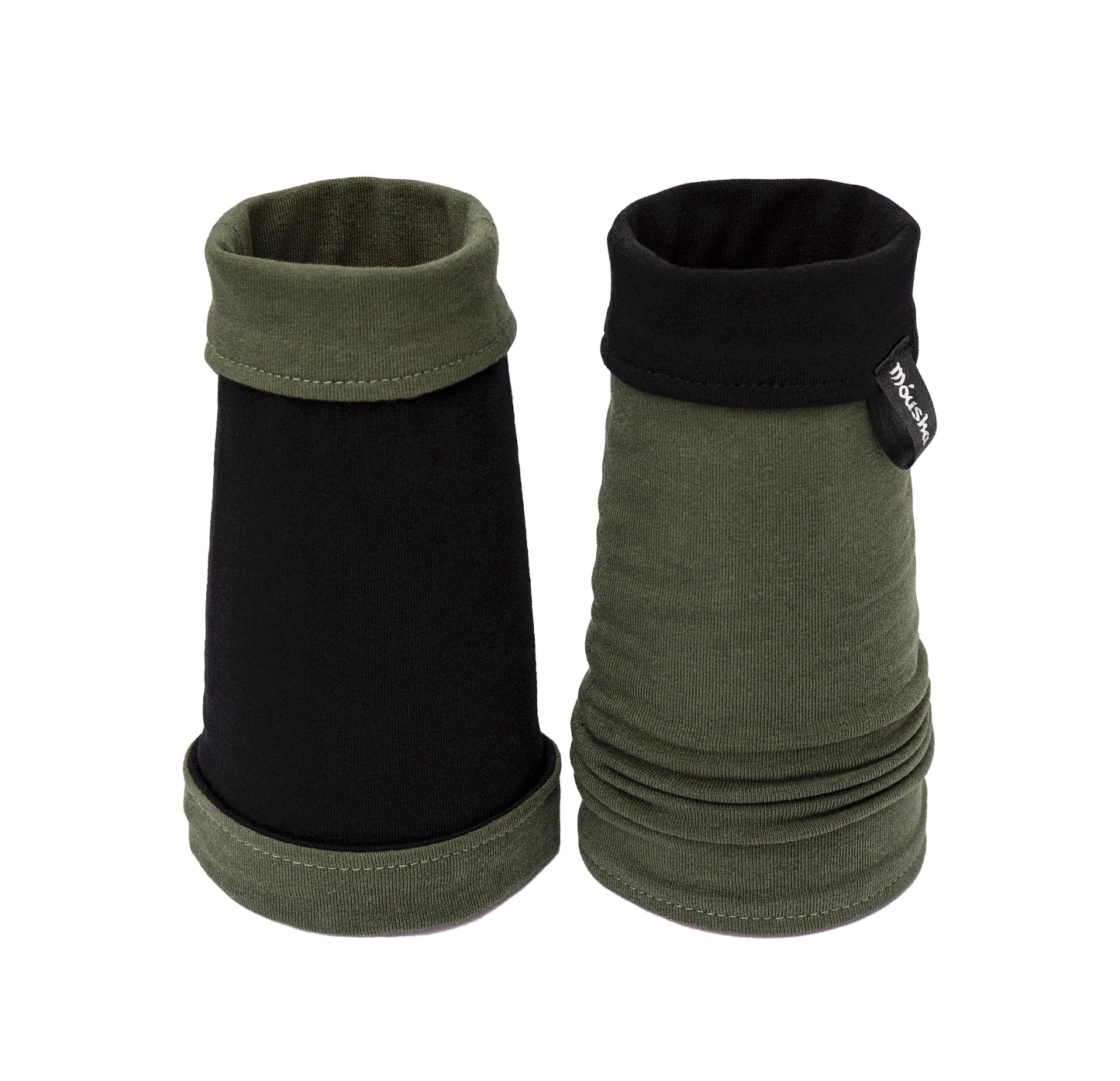 Wende Armstulpen Schwarz Khaki Baumwoll Jersey Neofolk Gothic Style handgefertigt Mouska Alfar