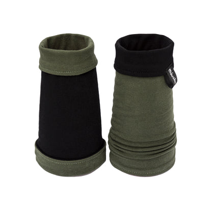 Wende Armstulpen Schwarz Khaki Baumwoll Jersey Neofolk Gothic Style handgefertigt Mouska Alfar