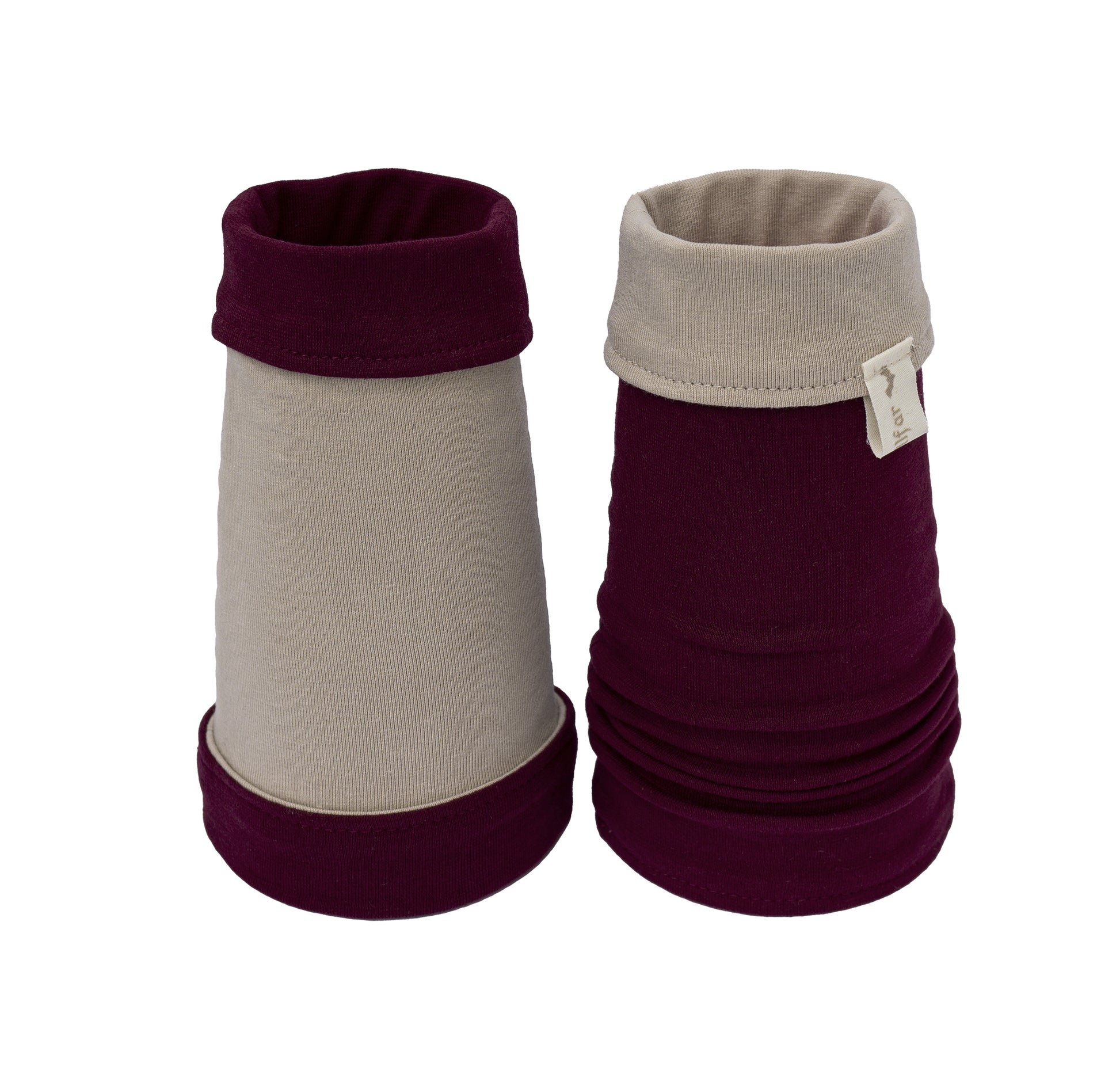 abgebildet beige bordeaux rot, oder weinrot. aus Baumwoll Jersey,  sehr weich und schmiegt sich an den Arm an und wärmt.