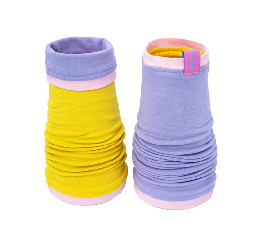 colorblock Wende Armstulpen Nikita mit Paspel in kawaii gelb rosa flieder aus Baumwolljersey, viele Größen