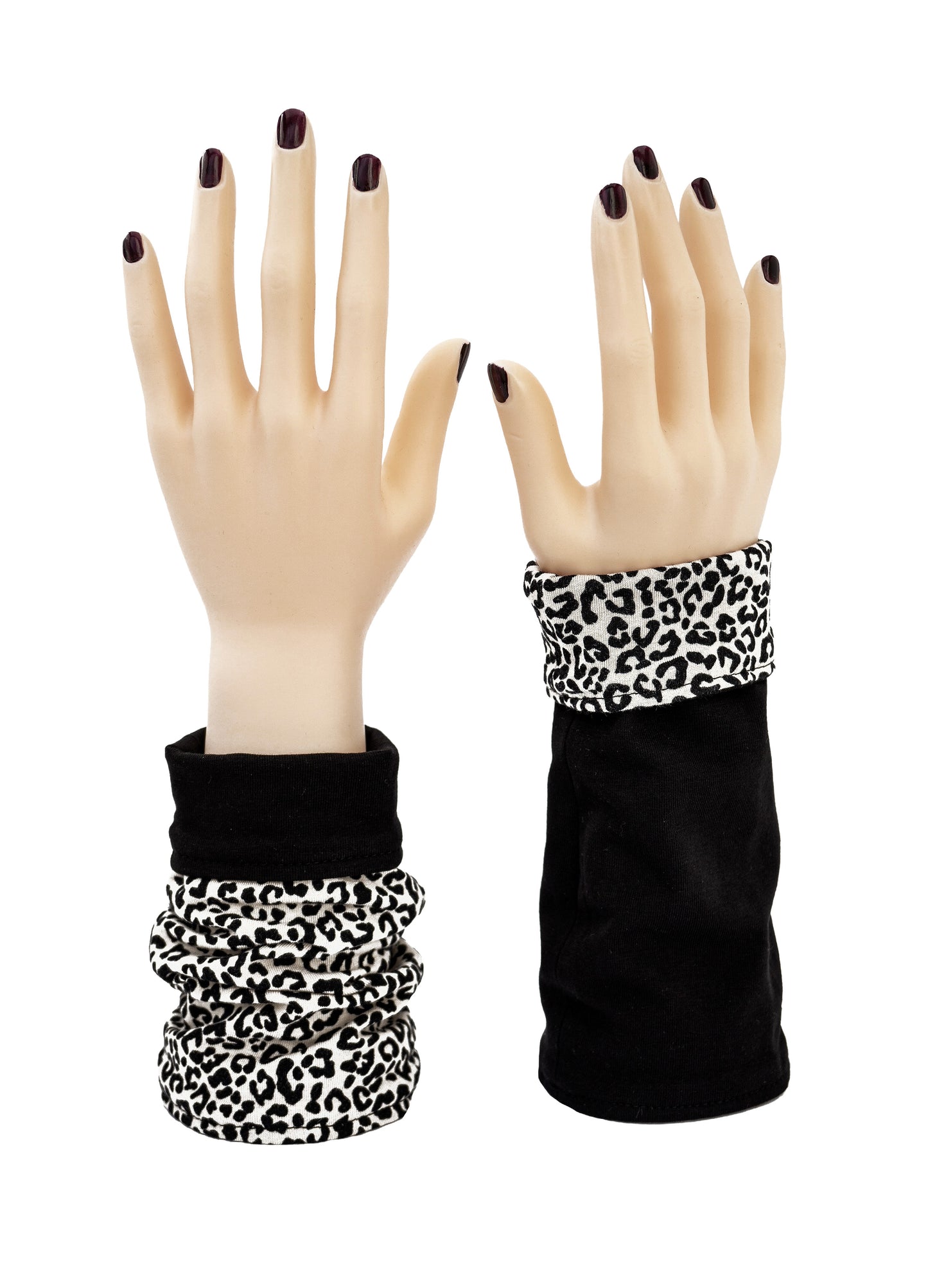 Soft jersey wrist warmers, SUPER COMFORTABLE #MUSTHAVE, brightly patterned, lined, lining color selectable, with bow
