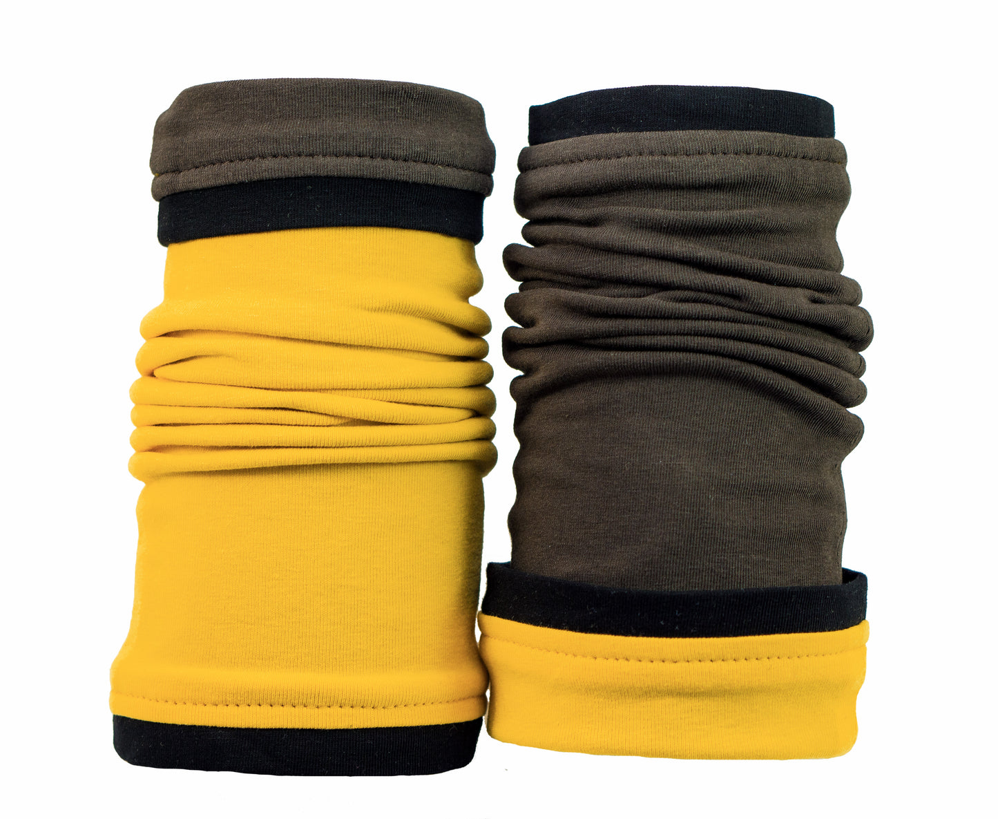 Dichtes, weiches Baumwolle Material; die Stulpen sind robust, langlebig und behalten ihre Farben bei sorgfältigem Gebrauch. slow fashion, Handarbeit auf Bestellung, einzigartige Unikate