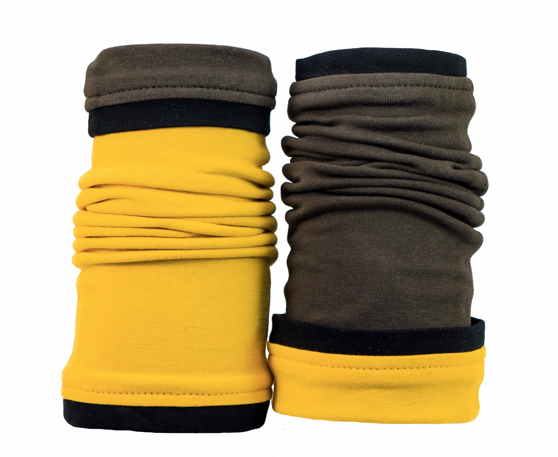 Dichtes, weiches Baumwolle Material; die Stulpen sind robust, langlebig und behalten ihre Farben bei sorgfältigem Gebrauch. slow fashion, Handarbeit auf Bestellung, einzigartige Unikate