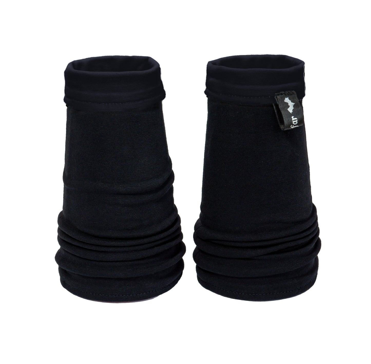 Wende Armstulpen Schwarz Schwarz Baumwoll Jersey Kuro Lolita Gothic Style Darkwear handgefertigt Mouska Alfar