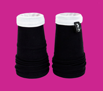 gothic lolita arm warmers | panne velvet &amp; lots of lace | black pink | with belt and skirt