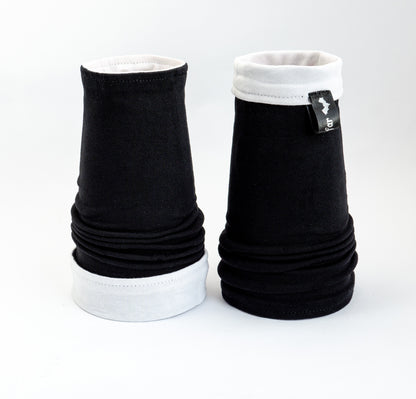 gothic lolita arm warmers | panne velvet &amp; lots of lace | black pink | with belt and skirt