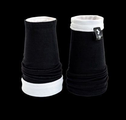 gothic lolita arm warmers | panne velvet &amp; lots of lace | black pink | with belt and skirt