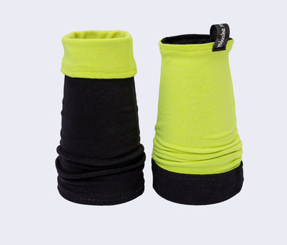 Neon gelbe Armstulpen für Rave Cyber Look & Schwarzlicht Partys Unisex Handarbeit von Mouska Alfar