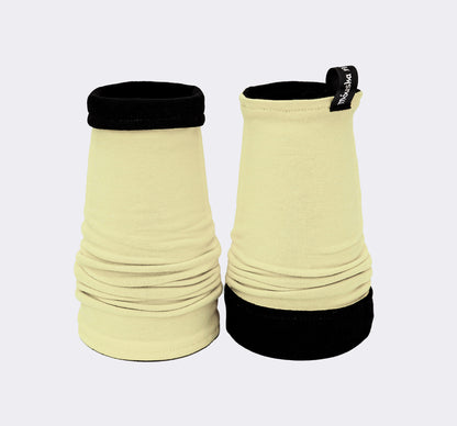 Armstulpen Baumwoll Jersey schwarz pastellgelb kawaii Mode Accessoire handgefertigt von Mouska Alfar